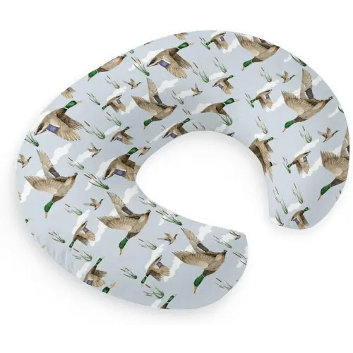 HawSkgFub Duck Hunting Mallard Hunter Nursing Pillow Cover for Baby Boys, Wild Animal Bird Reeds Blue Breastfeeding Pillow Slipcover, Nursing Pillowcase for Newborn Infant, Cover Only