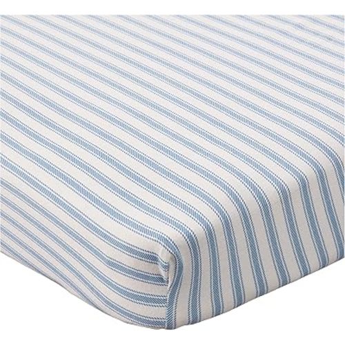 HonestBaby Boys Organic Cotton Changing Pad Cover, Blue Ticking Stripe, One Size