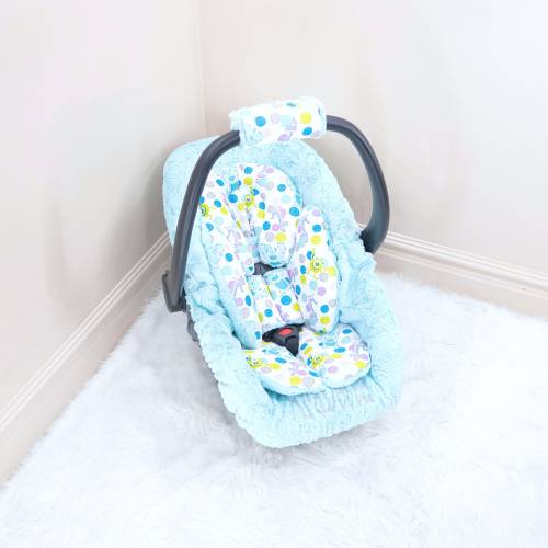 Monsters Inc Baby Boy Car Seat Insert Cushion Accessories - Head and Body Rest - Straps and Handle Cushions - Personalized Printed Name