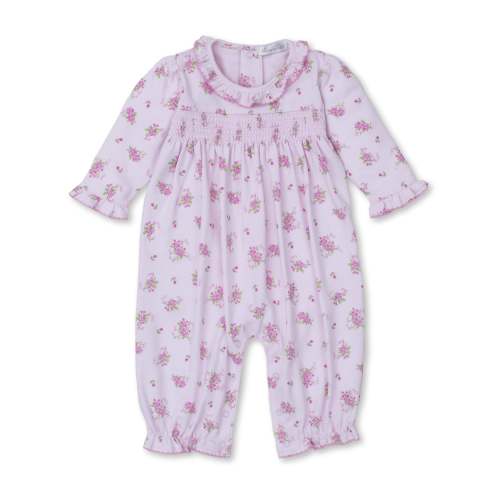 Pink Rose Scrolls Pink Smocked Playsuit