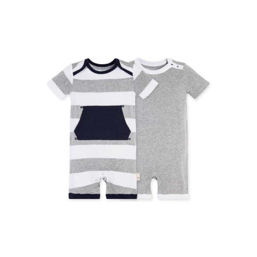 Burt's Bees Baby Baby Boy Rompers, 100% Organic Cotton Jumpsuit Set, 2-Pack