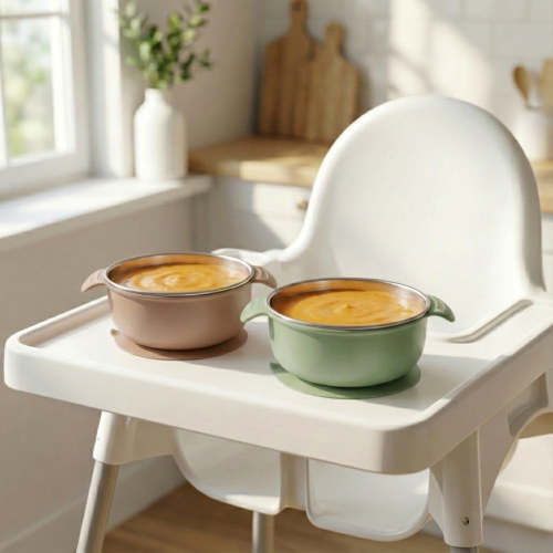 Stainless Steel Suction Bowl Set of 2 (Mocha Mousse & Sage Green)