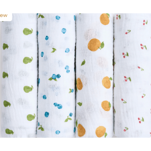 aden + anais | Fresh Fruit Organic Muslin Swaddle Blanket 4pk
