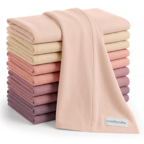 Comfy Cubs Baby Burp Cloths Set (Pack of 10) - Large, 6-Layer, Ultra Absorbent 100% Cotton for Infant Spit-Up, Drool, and Messes - Soft, Gentle, Thoughtful New Born Baby Gifts, Multi Girl