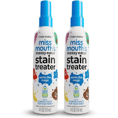 Miss Mouth's Messy Eater Stain Treater Spray - 4oz 2 Pack Stain Remover - Newborn & Baby Essentials - No Dry Cleaning Food, Grease, Coffee Off Laundry, Underwear, Fabric