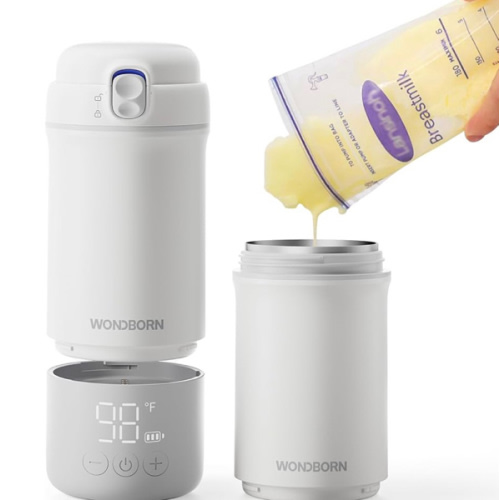 Portable Bottle Warmer for Travel - Instant Heating, Dishwasher Safe, 1°F Precise Temp Control, 30W Fast Charge, Long Battery Life, 17 Oz Capacity, Baby Milk Warmer for Breastmilk & Formula