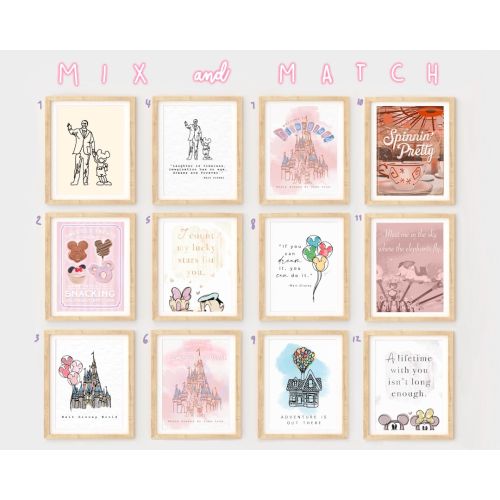 Disney MIX & MATCH - PACK of Disney prints, Disney treats, Disneyland decor, Walt Disney World, Mickey Prints, Disney Print Set, Dcp Room