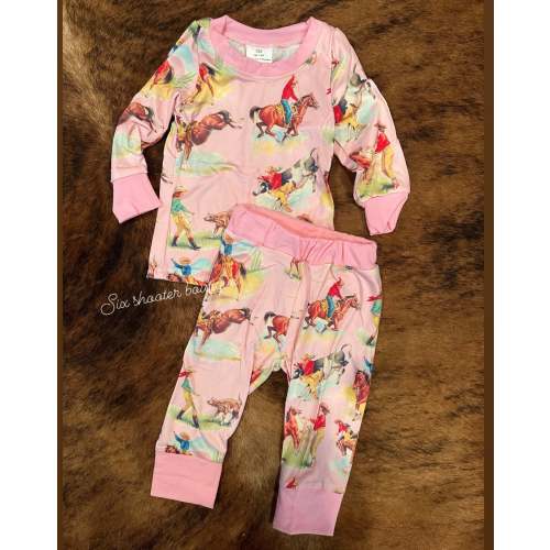 Pink vintage cowgirl pj set