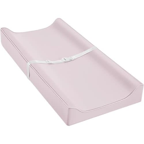 Vegan Leather Changing Pad Cover with Zipper - 31"X 16" - Waterproof Wipeable, Extra Thick & Portable & Non-Slip Diaper Mat - Fits Standard Changing Tables (Pink)