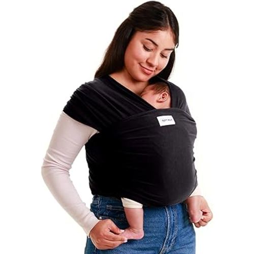 Sleepy Wrap Stretchy Ergonomic Baby Carrier Sling for Newborns to Toddlers - Hands-Free Lightweight Baby Wrap 7-35 lbs (Sable Black)