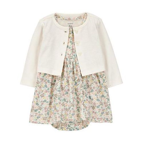 Baby Girl Carter's 2-Piece Floral Bodysuit Dress and Cardigan Set