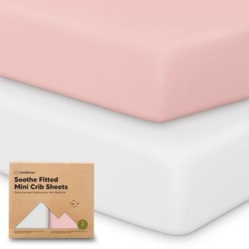 KeaBabies Mini Crib Sheets for Baby Girls, Boys, 2-Pack Soothe Pack and Play Sheets Fitted, Organic Pack N Play Mattress Sheet (Lichen)