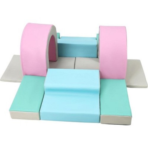 Foam Climbing Blocks for Toddlers, 10 PCS Foam Play Set for Kids, Baby Climbing Gym Kids Climbing Toys for 1-3,Pink