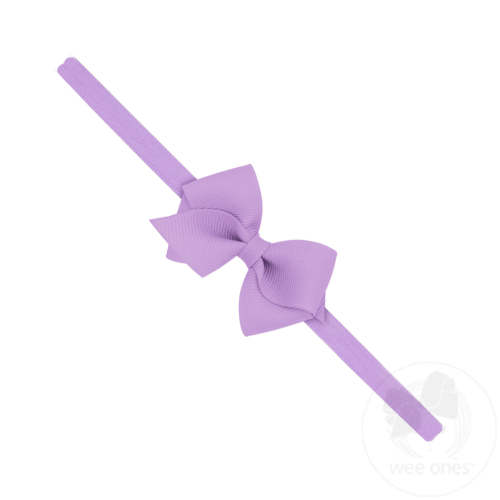 Wee Grosgrain Bow on Matching Skinny Nylon Band - LT ORCHID | Wee Ones Hair Bows & Accessories
