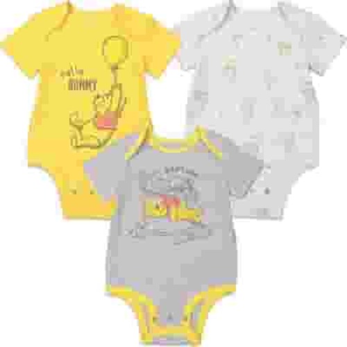 Disney Winnie the Pooh Infant Baby Boys 3 Pack Cuddly Short Sleeve Bodysuits 18 Months