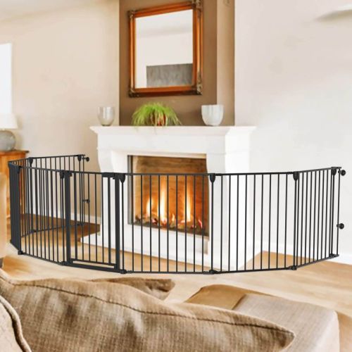 8 Panels Black Baby Gate Heavy Duty Playpen 27.5"w X 29"h