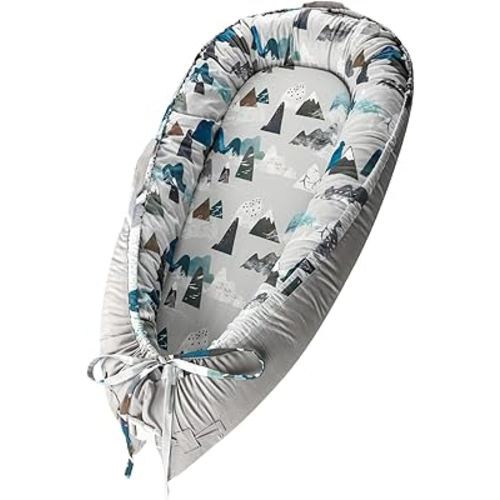 Baby Lounger Replacement Cover, Newborn Lounger cover for 0-12 Months, Breathable & Portable Infant Lounger Case, Soft Baby Floor Seat Cover for Travel, Machine Washable (Cover Only), Mountain
