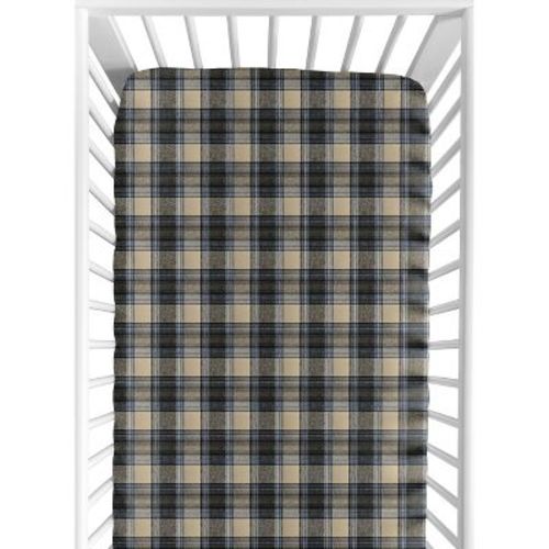 Sweet Jojo Designs Boy Baby Fitted Crib Sheet Rustic Patch Blue And Tan