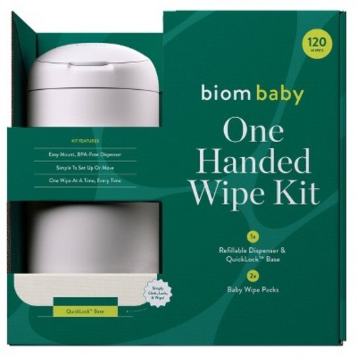 Biom 99% Water Hypoallergenic Baby Starter Kit - White - Fragrance Free - 120 wipes: Face, Hands, Nose, Whole Body, Diaper Area