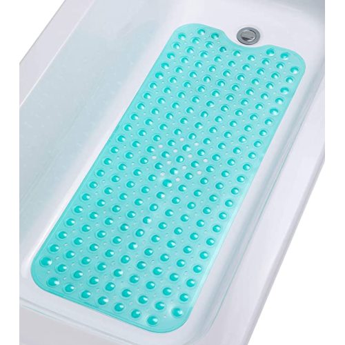 Tike Smart Extra-Long Bath Tub Mat Transparent Turquoise (Green-blue) - Twin XL