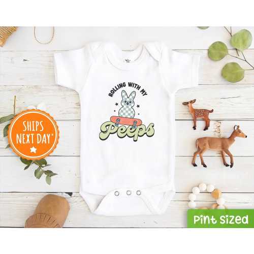 Rolling with My Peeps Baby Onesie® - Cute Retro Easter Bodysuit - Hipster Natural Baby Onesie®