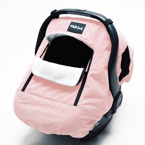 Milk Snob Pink Winter Baby Car Seat Cover - Waterproof, Windproof, Fleece Lining - Universal Fit