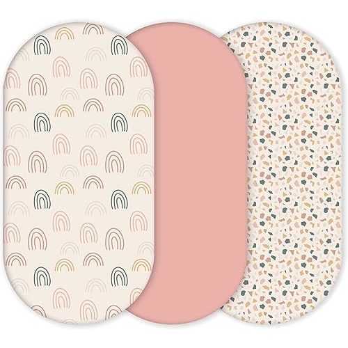 Premium Fitted Baby Bassinet Sheets, Changing Pad Cover and Stroller Sheets, Compatible with 4moms Mamaroo, Chicco Lullago, Graco, Halo and Uppababy, 100% Ultrasoft Cotton, 32x16” - Rosetta
