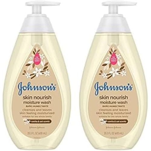 Johnson's Baby Skin Nourishing Moisture Baby Body Wash With Vanilla & Oat Scents, Hypoallergenic & Tear Free Baby Bath Wash, Paraben-, Dye-, Sulfate & Phthalate-Free, 20.3 fl. oz (Pack of 2)