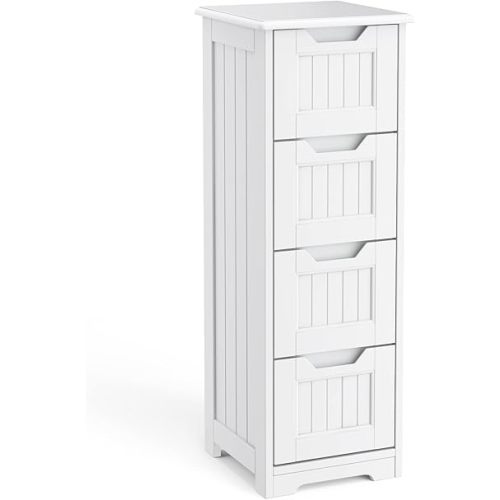 Gizoon 33'' Bathroom Storage Cabinet Freestanding with Drawers Floor Organizer Cabinet for Hallway Living Room and Bathroom, White