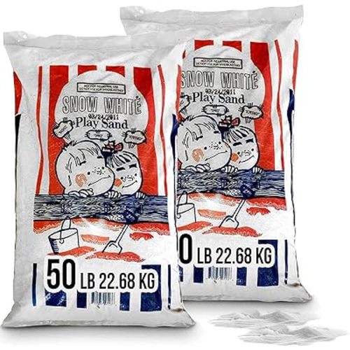 U.S. Silica Snow White Play Sand, Super Soft & Low Dust, Sparkling White, Clean & Screened for Kids Play, 50-Pound Bags, 2 Pack