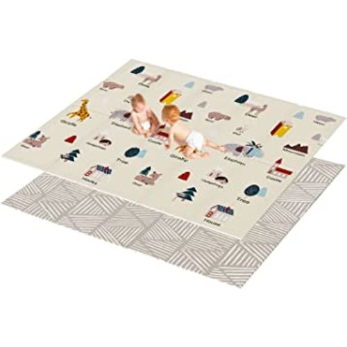 Baby Play Mat, Extra Large Foldable Play Mat for Baby Reversible Waterproof Tear Proof Baby Floor Mat Foam Playmat Non Toxic Portable Tummy Time Mat with Travel Bag, Indoor Outdoor Use (79" x 71")