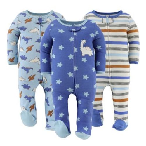 3pk Cotton Sleeper Set for Baby Boy, Cobalt Dino