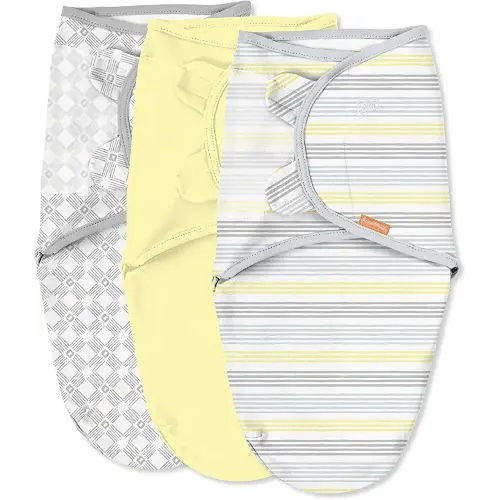 SwaddleMe Original Swaddle - Size Small/Medium, 0-3 Months, 3-Pack (Yellow Stripe) Easy to Use Newborn Swaddle Wrap Keeps Baby Cozy and Secure and Helps Prevent Startle Reflex