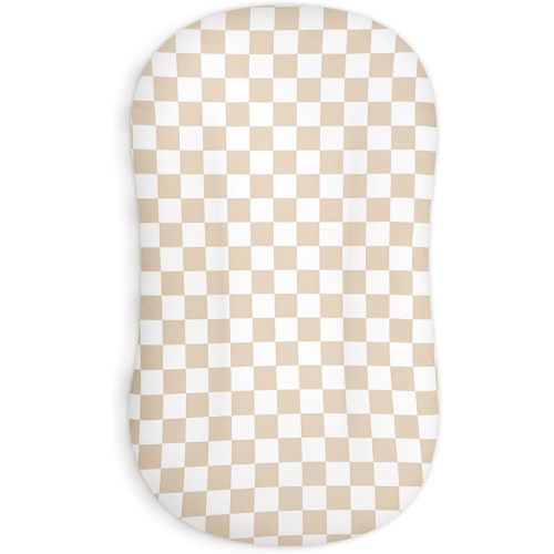 DILIMI Baby Lounger Cover for Boys and Girls, Removable Cover Ultra Soft Comfortable Lounger Slipcover, Light Brown Checkerboard (Lounger not Included)