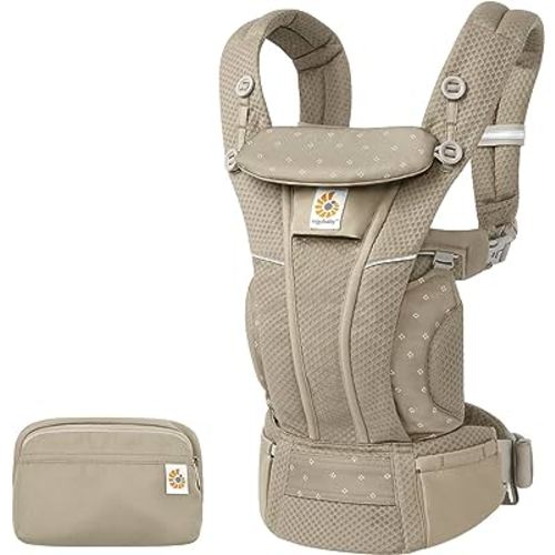 Ergobaby Omni Breeze All Carry Positions Breathable Mesh Baby Carrier Newborn to Toddler with Enhanced Lumbar Support & Airflow (7-45 Lb), Soft Olive Diamond