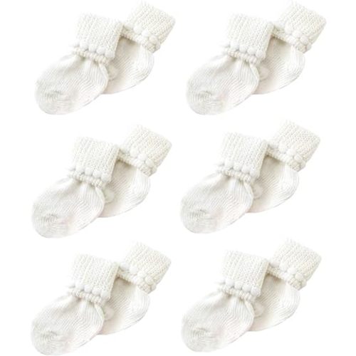 Newborn Baby Boy & Girl Socks Includes 6 Pairs of Cotton Socks