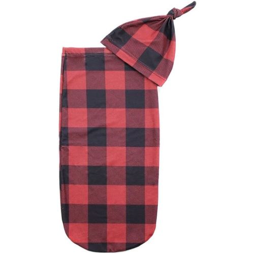 Itzy Ritzy Cocoon & Hat Swaddle Set - Swaddle for Newborns Includes Name Announcement Card & Jersey Knit Cocoon & Hat Set, Perfect for Newborn Photography - for 0 to 3 Months (Buffalo Plaid)