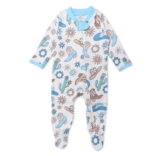 HonestBaby Sleep & Play Footed One-piece Pajama Sleeper 100% Organic Cotton, Baby Boys