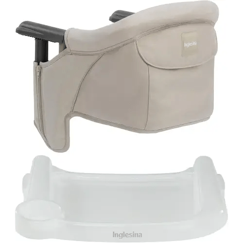 Inglesina Fast Table Chair (Cream) + Fast Dining Tray Plus - High Chair for Babies & Toddlers 6-36 Months - Fits Tables 0.8'' to 3.5'' Thick - Portable Design - Includes Carry Bag - BPA Free