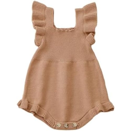 Newborn Baby Girl Sweater Romper Knitted Ruffle Sleeve Bodysuit Jumpsuit Toddler Cute Summer Clothes