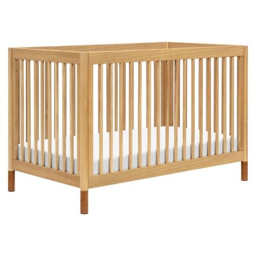 Babyletto Gelato 4-in-1 Convertible Crib with Toddler Bed Conversion Kit - Honey with Vegan Tan Leather Feet
