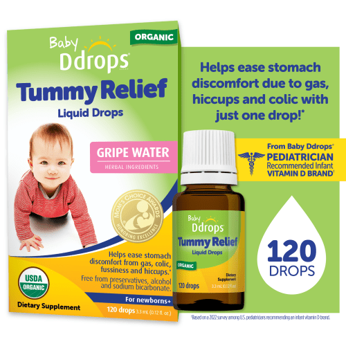 Baby Ddrops Gripe Water for Babies, Liquid Organic Tummy Relief Drops, 0.12 fl oz