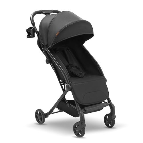 Mompush Lithe Lightweight Stroller, Compact One-Hand Fold Travel Stroller for Airplane Friendly, Reclining Seat and Large Canopy, with Rain Cover & Travel Carry Bag & Cup Holder - Black