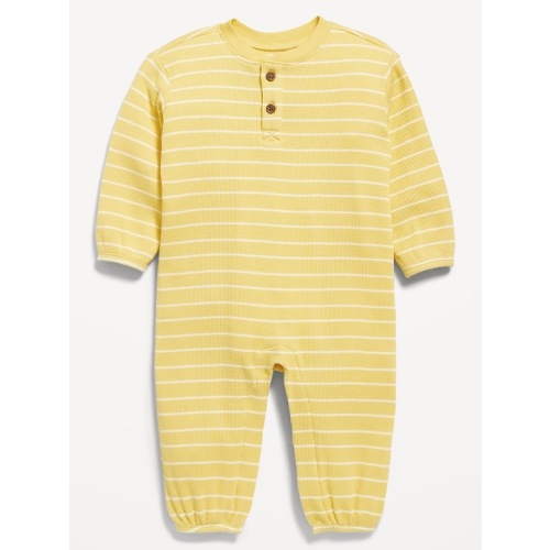 Printed Waffle-Knit Henley One-Piece for Baby