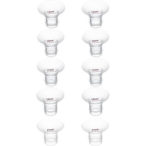 10PCS Flange Inserts 13/15/17/19/21mm,Compatible with Momcozy S12 Pro/M5/S9 Pro Hands-Free Breast Pump,Use for Medela/Spectra/Elvie/Willow/TSRETE/kmaier 24mm Shields/Flanges,Reduce 24mm to Other Size