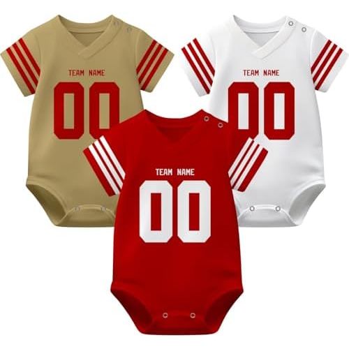 KREDE Baby Clothes Unisex Bodysuit Jersey Style Custom Name Number for Baby Boys