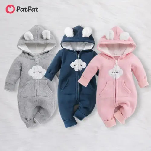 PatPat Baby Boy/Girl Bear Style 3D Ears Hooded Jumpsuit with - TikTok Shop
