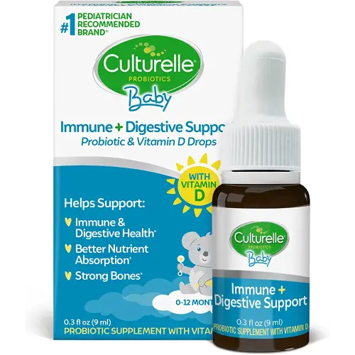 Culturelle Baby Probiotic Drops + Vitamin D, Immune & Digestive Health Support for Babies, Infants & Newborns 0-12 Months, 30 Day Supply, Gluten Free & Non-GMO, 9ml