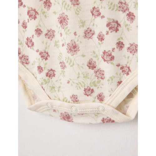 Milly & Milo Flower Merino Sleeveless Bodysuit, Lilac