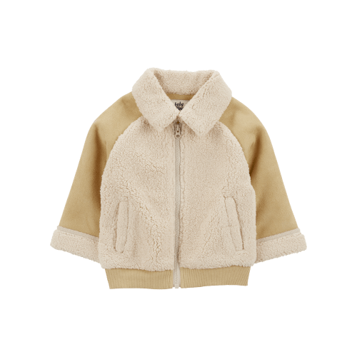 Baby Colorblock Fleece & Sherpa Jacket - Tan - OshKosh B'gosh | Carter's